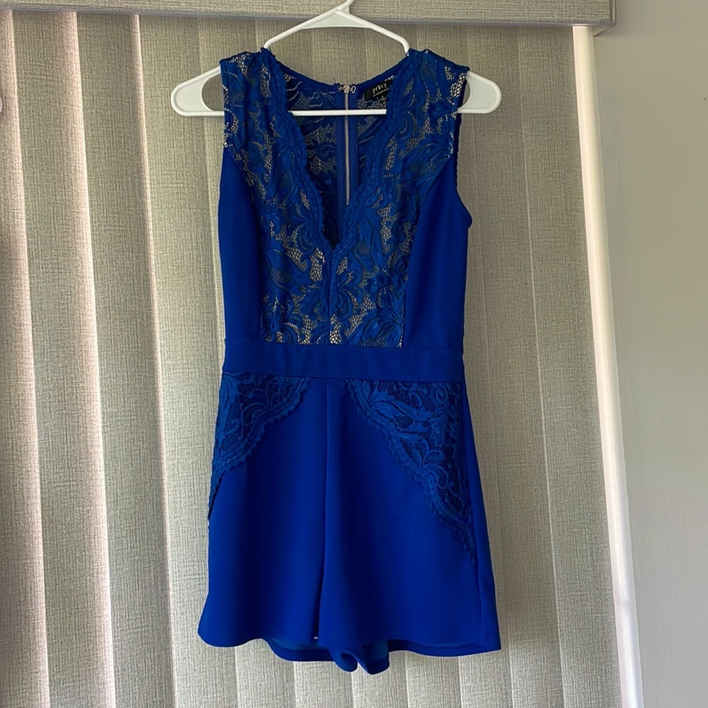 Blue lace romper